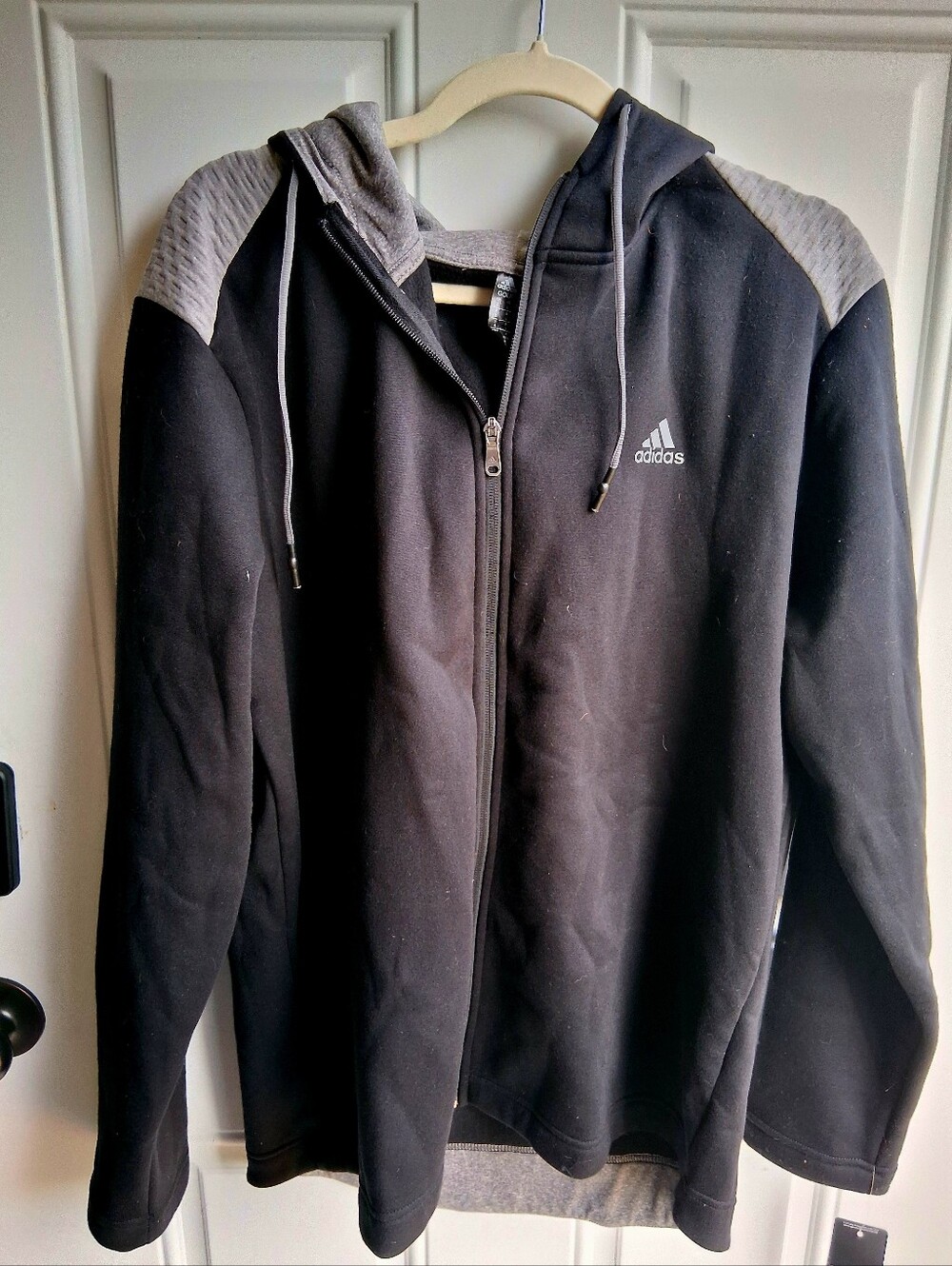adidas Men’s Black Zip-Up Hoodie with Gray Accents